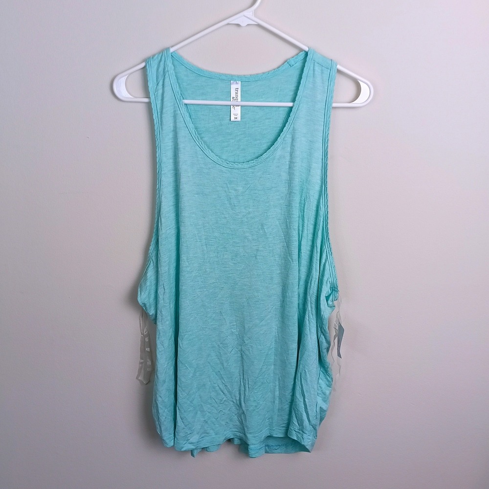 Tranquil & True Tank Top Womens 3X Aqua New Racerback Slub Knit Sleeveless
